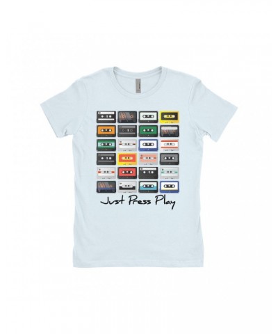 Music Life Ladies' Boyfriend T-Shirt | Just Press Play Shirt $8.81 Shirts