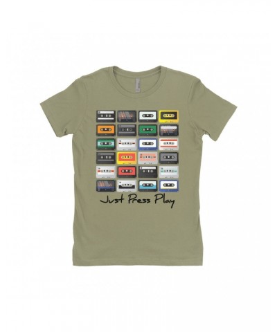 Music Life Ladies' Boyfriend T-Shirt | Just Press Play Shirt $8.81 Shirts
