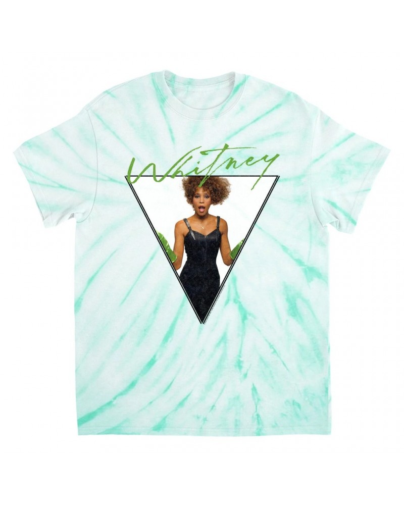 Whitney Houston T-Shirt | 1987 Green Glove Photo Triangle Design Tie Dye Shirt $8.15 Shirts