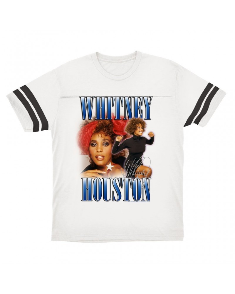 Whitney Houston T-Shirt | Blue Collage Duo Football Shirt $9.35 Shirts