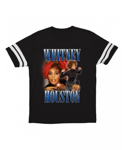 Whitney Houston T-Shirt | Blue Collage Duo Football Shirt $9.35 Shirts