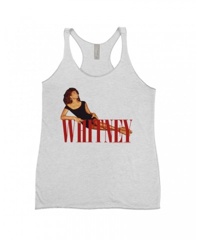 Whitney Houston Ladies' Tank Top | Whitney Laying On Logo Red Shirt $5.95 Shirts