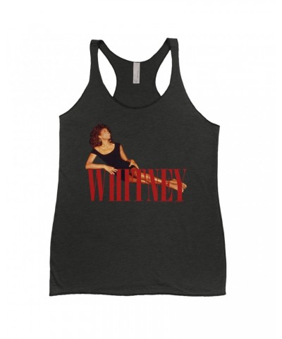 Whitney Houston Ladies' Tank Top | Whitney Laying On Logo Red Shirt $5.95 Shirts