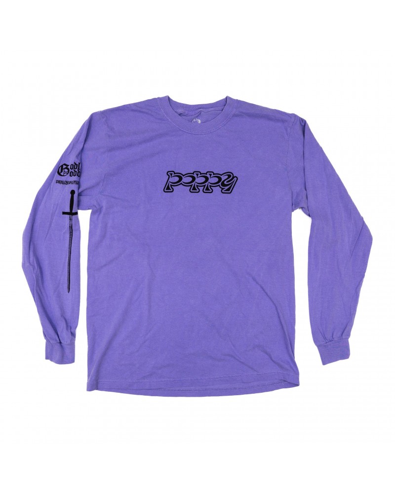 Poppy Godless Goddess Purple Long Sleeve T-Shirt $9.89 Shirts
