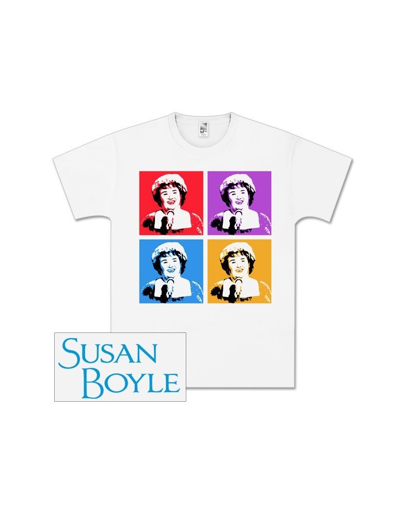 Susan Boyle Duotone Collage White T-Shirt $9.19 Shirts