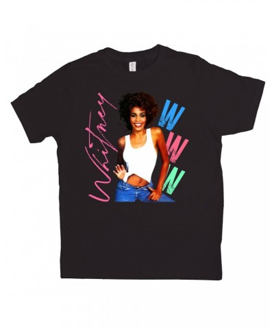 Whitney Houston Kids T-Shirt | Whitney Pastel W Design Kids Shirt $9.30 Kids