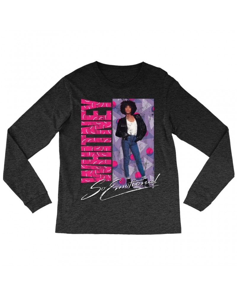 Whitney Houston Long Sleeve Shirt | So Emotional Pattern Design Shirt $7.28 Shirts