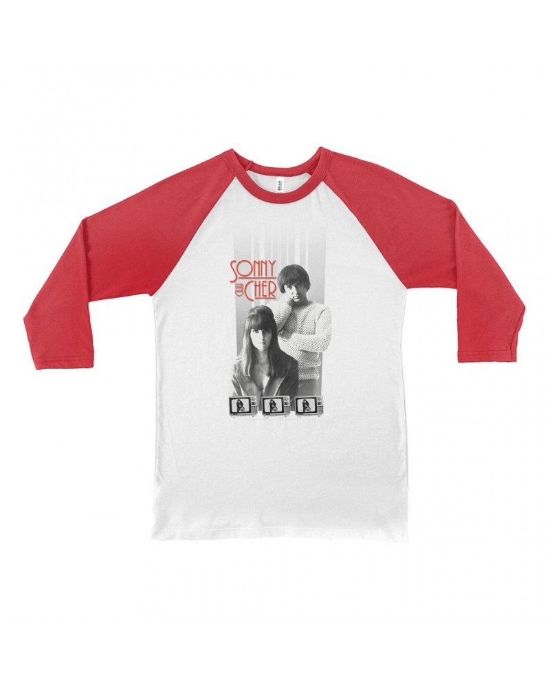 Sonny & Cher 3/4 Sleeve Baseball Tee | Mod TV Black And White Image Shirt $19.19 Shirts